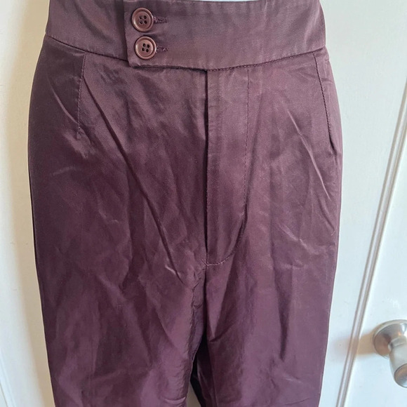 Club Monaco cotton/nylon casual pants burgundy size 10. Office wear light weught - Picture 3 of 10